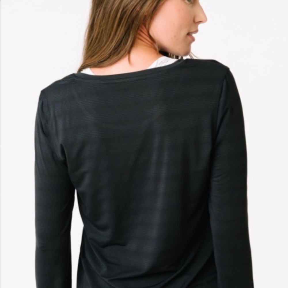 Zyia Black Subtle Striped Long Sleeve NWT Small